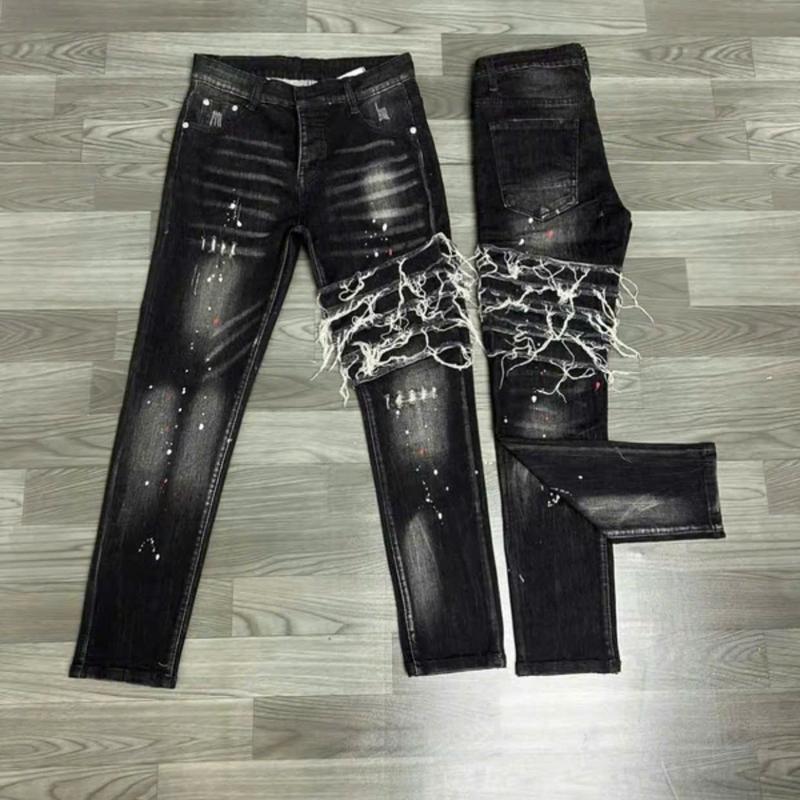 Quần dài jean nam DS đen khuyết tật họa tiết RÁCH phong cách thời trang BOY PHỐ Menswear