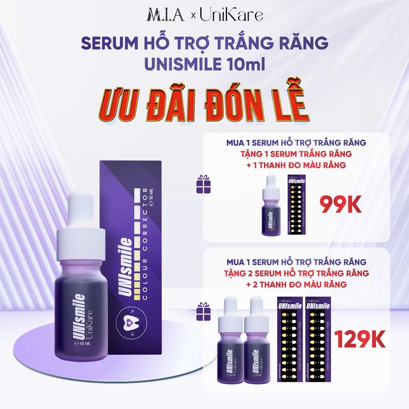 [MUA 1 TẶNG 2] Serum Hỗ Trợ Trắng Răng UNIsmile, Hỗ Trợ Sáng Răng Ố Vàng, Hỗ Trợ Làm Sạch Mảng Bám Cao Răng - Dung Tích 10ml -  Unikare