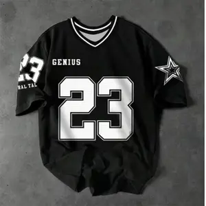 Kaos Pria Cetak 3D, Jersey Nomor 23, Cetak Penuh, Kualitas Tinggi, Model V-Neck Trendi Terbaru, Kaos Unisex