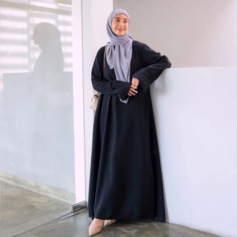 Zavian Gamis Abaya Wanita Kekinian Polos Wolpis Premium Ukuran S M L XL XXL /Basic Abaya Polos Wanita Terbaru Muslim Hitam Remaja Syari Dress Dewasa Maxi Lebaran Mewah Simple Arab Pesta 6