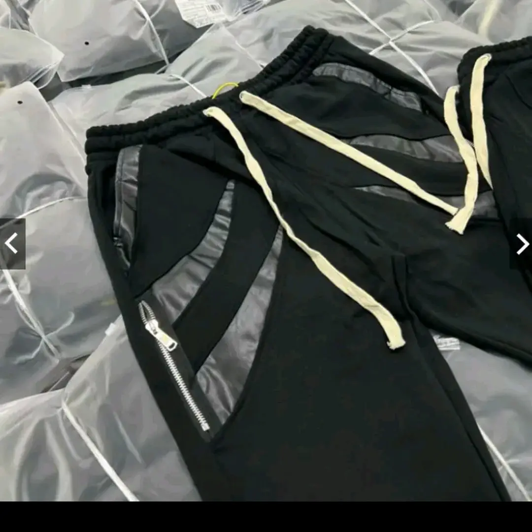 quần jogger nam nữ phối da khóa kéo dây rút .chất uni dày đẹp