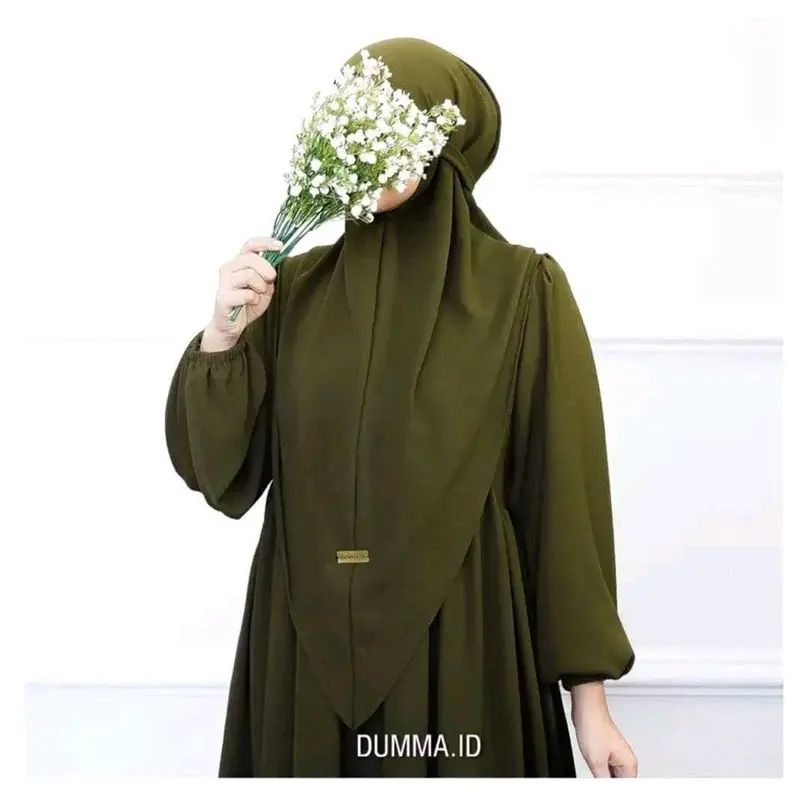 (FREE HIJAB) Medina Set Crincle Airflow - Gamis  Syar'i Busui Lengen Frendly 4
