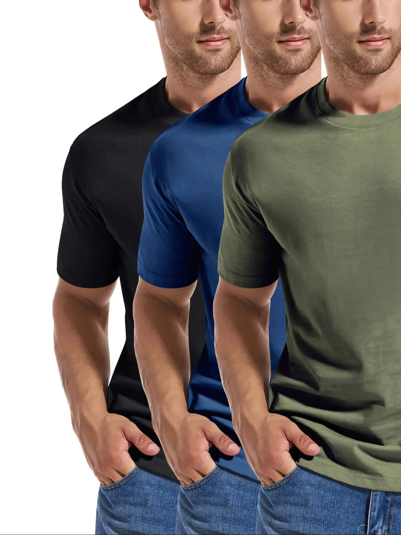 Men's Solid Round Neck Tee, Regular Fit Casual Short Sleeve Crew Neck T-Shirt for Daily Wear, Men's Top for All Seasons