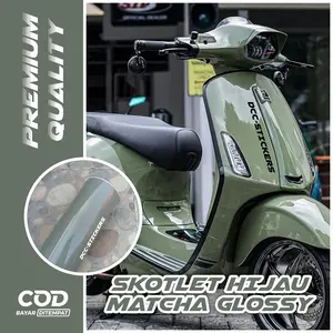 Stiker Skotlet Motor Hijau Matcha Pastel Glossy Cover Pelapis Body Antigores Pelindung Body Motor Sporty