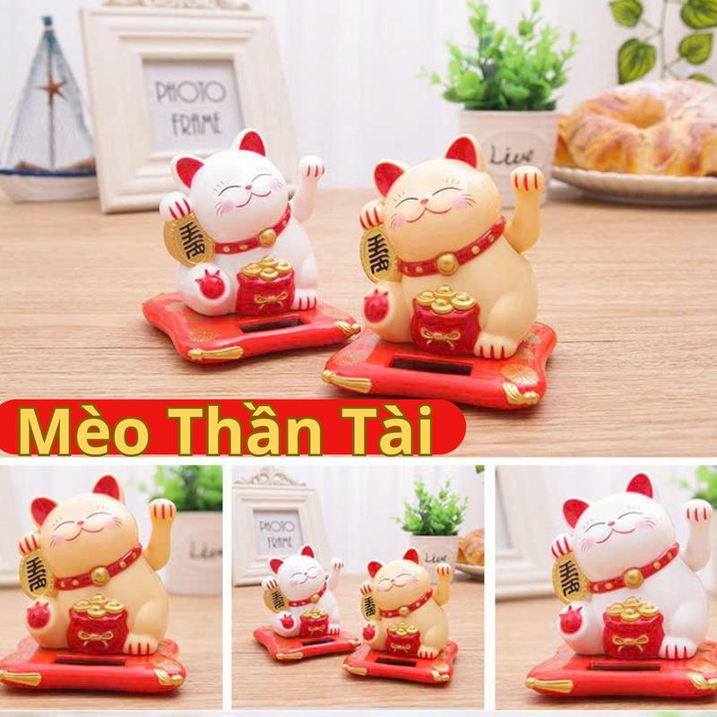 Mèo Thần Tài Mini Tự Động Vẫy Tay Mèo Hút Tài Lộc May Mắn Sử Dụng Năng Lượng Mặt Trời-Gia Dụng One Top