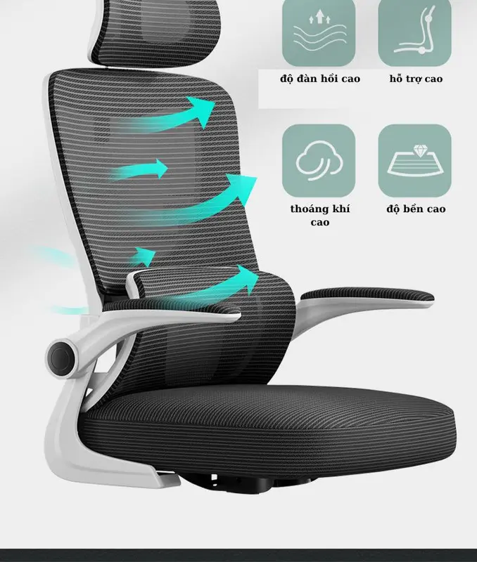 Ghế xoay Công Thái Học Nội Thất 5C GH-328 thiết kế lưng 3D hiện đại 4