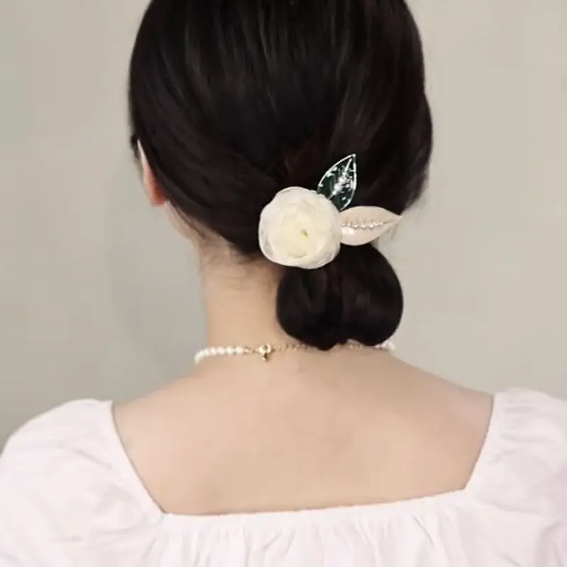 Phụ Kiện Tóc Hoa Hồng, Siêu Thanh Lịch, Kẹp Tóc Mùa Hè, Thiết Kế Mới, Kẹp Tóc Mũm Mĩm, Kẹp Tóc Càng Cua, Thích Hợp Cho Tóc Đuôi Ngựa Thanh Lịch, cài tóc, Kẹp Mùa Xuân Hoa Sau Đầu 1