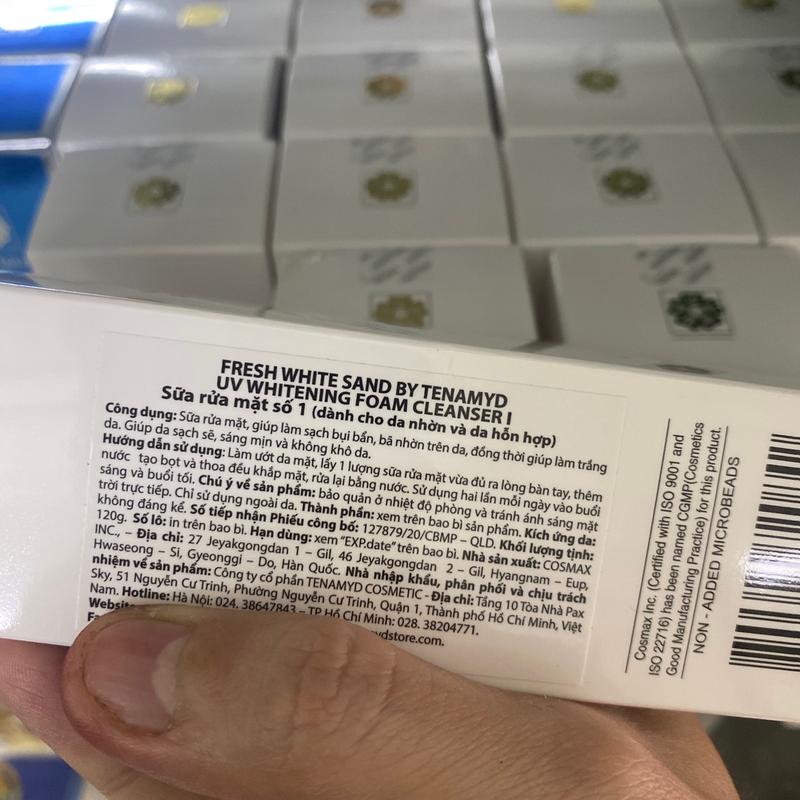 Sữa rửa mặt trắng da Tenamyd Fresh White Sand UV Whitening Foam Cleanser 120g chính hãng 6