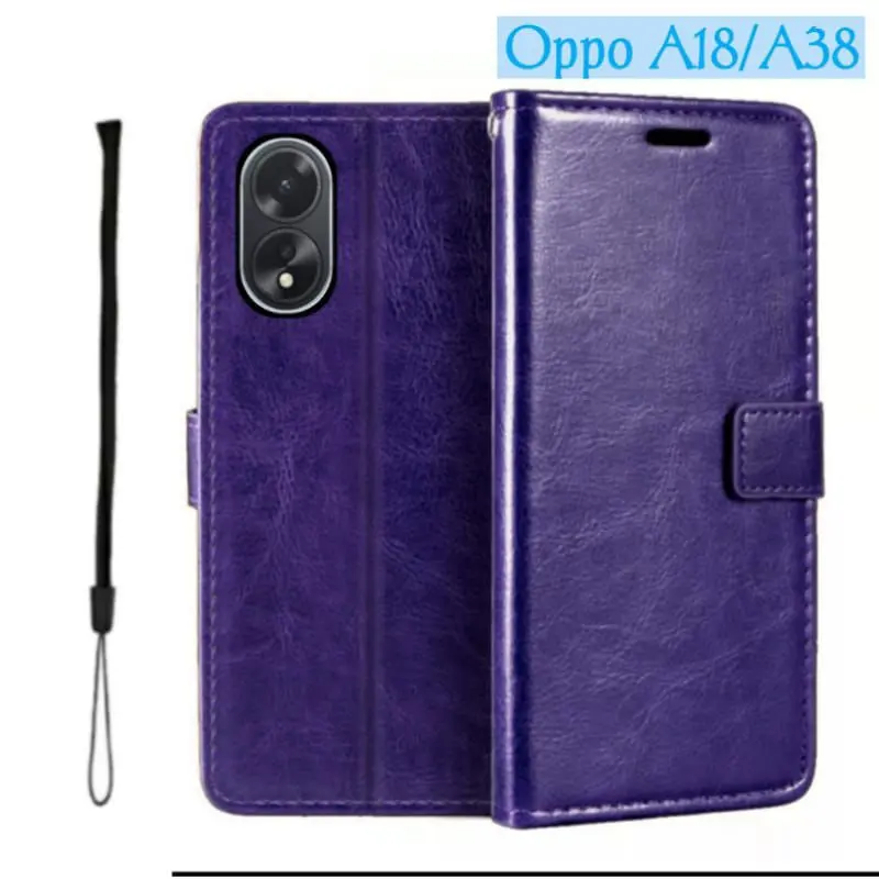 Case Untuk Hp Oppo A18 A38 Cph2579 Cph2591 Flip Cover Wallet Sarung Hp Casing Dompet Flip Magnet 5
