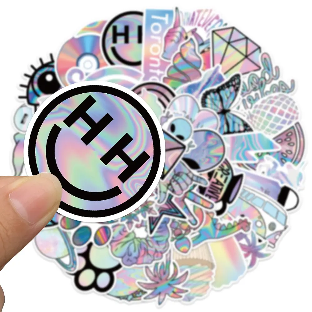 5pcs Funny Laser DIY Creative Home Decal Stickers Kawaii Cartoon ...
