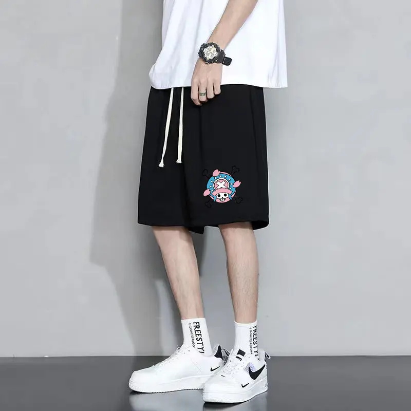 2024 Summer New M-Shorts Japanese Anime One Piece Series Boys Casual Fifth Pants Breathable and Loose