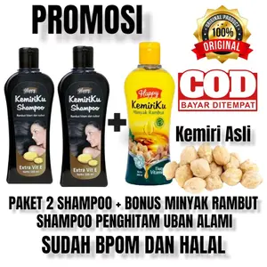 Paket 2 Shampoo + 1 minyak kemiriku shampoo kemiriku untuk penghilang uban penghitam rambut shampoo rambut rontok Menghitamkan Melembutkan Conditioner