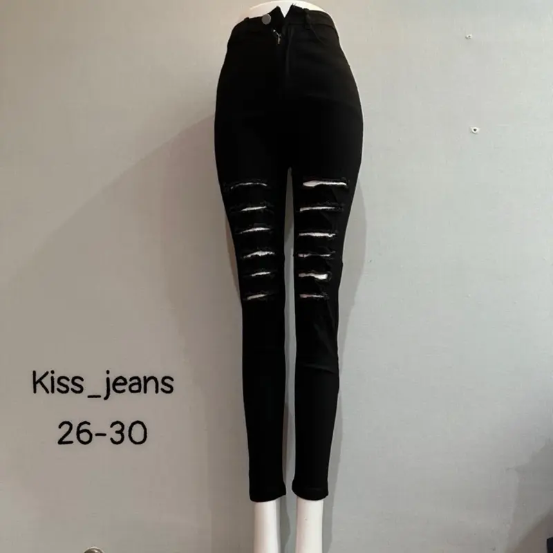 Quần Jean Đen Nữ Rách 6 Đường (4.6) (Chất vải Co Giãn) Đủ size 26-30 0