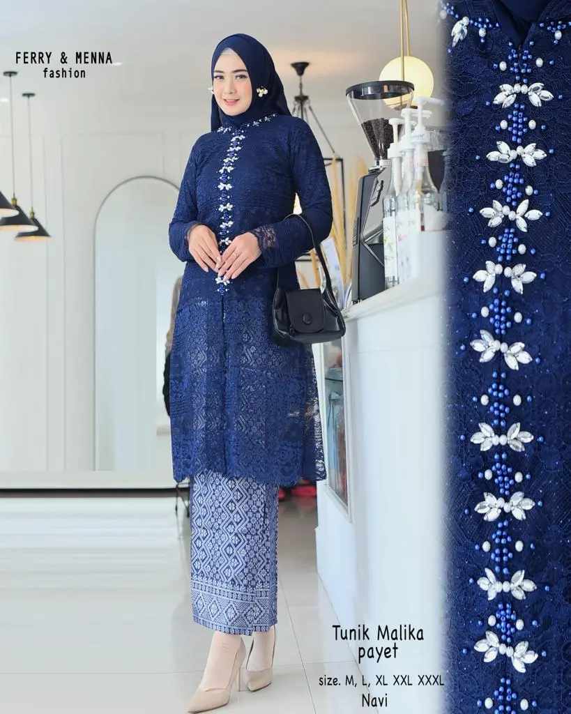 Setelan Kebaya Terbaru Tunik Malika Payet+Songket Span/Kebaya Modren Elegan/Kebaya/Kebaya Kondangan Terbaru 2023/Kebaya Modren Remaja/Kebaya Kondangan/Kebaya Modren Bunga Motif