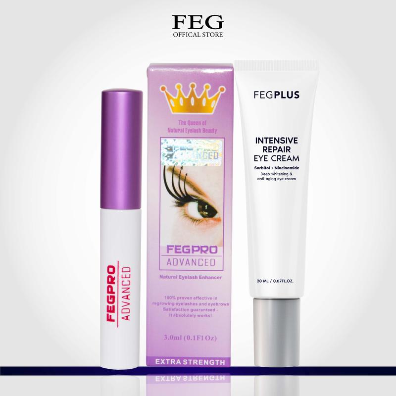 Combo serum dưỡng mi FEG Pro Advanced ban đêm và kem mắt FEG Plus giúp mi dài và dày dung tích 3ml