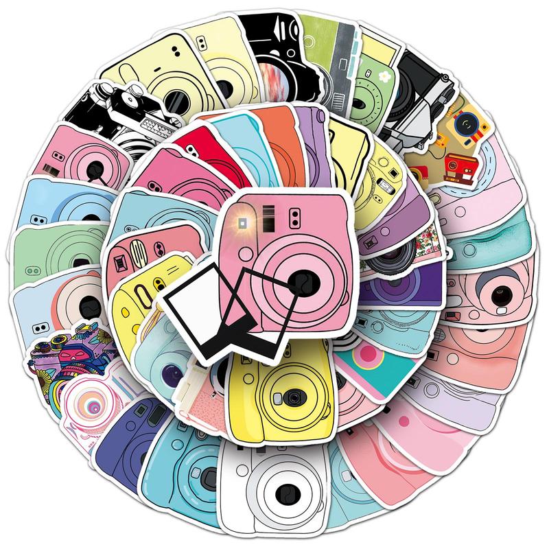 Product Introduction of Camera Pattern Sticker, 100pcs/set Waterproof Self Adhesive Decor Paper, Decor Sticker for Gift Greeting Card Water Bottle Laptop Phone, Ornaments 7