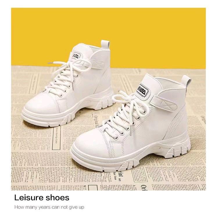 Giày bốt cổ thấp đế 5-6p quai dán da mịn đẹp, hàng chuẩn QC Nữ Boot