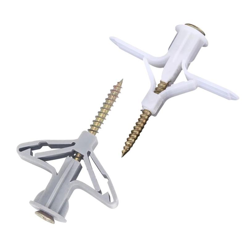 Product Introduction of easyea Bolt Accessories Plastic Airplane Expansion Pipe Self Tapping White Grey Expansion Tube Nails Fixed Tools Gypsum Board 8
