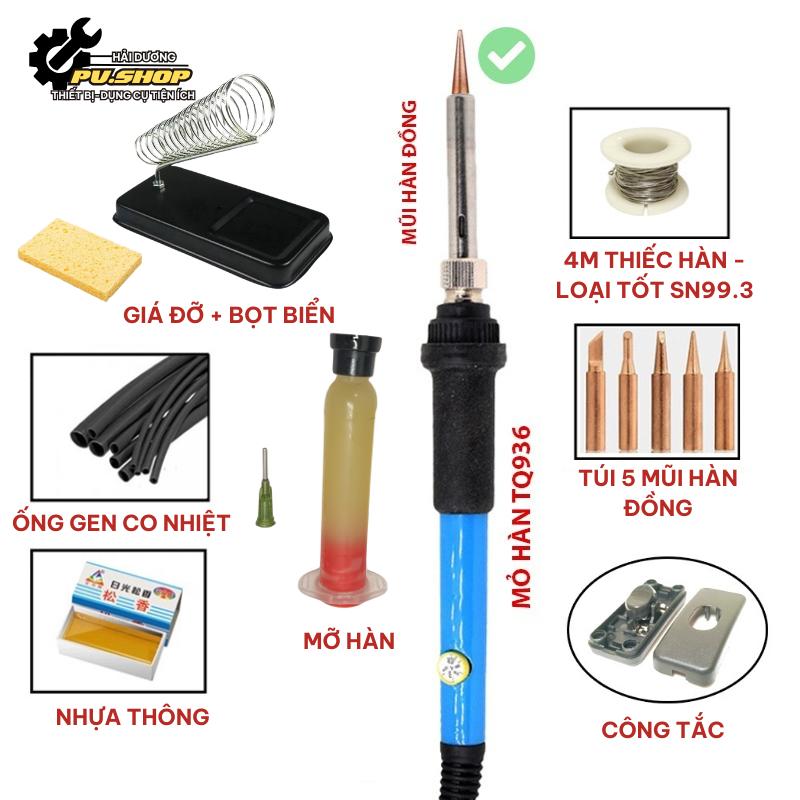 Bộ mỏ hàn nhiệt TQ 936 60w-màu xanh-có điều chỉnh nhiệt độ