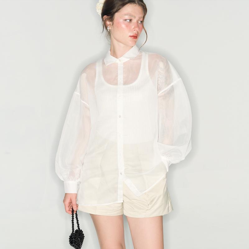 [LIVE] DOTTIE - Áo sơ mi cột nơ lưng - Trắng - T0859 - áo sơ mi nữ