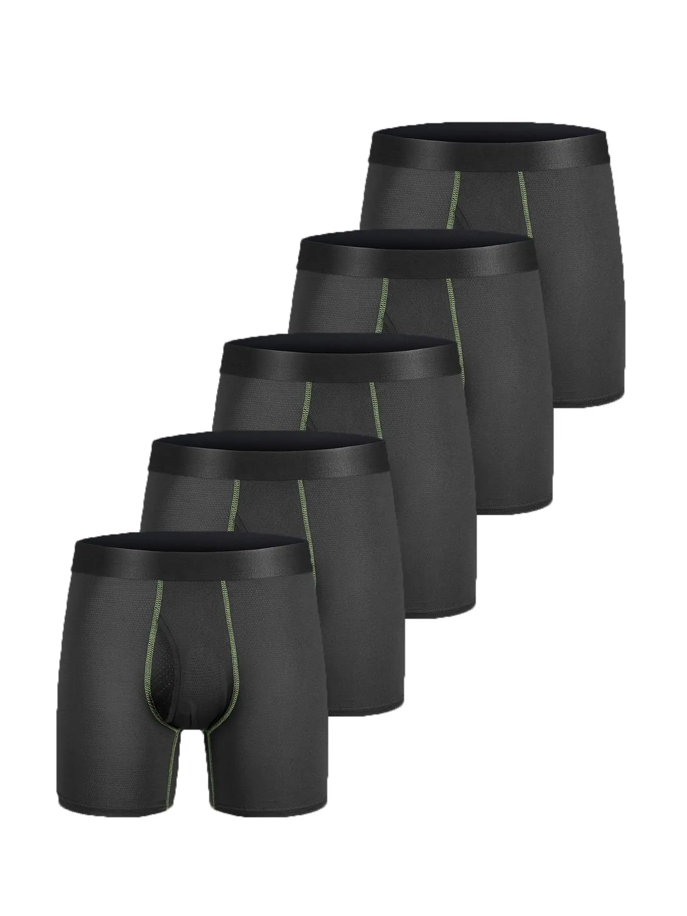 Sporty Men's Solid Color Top-Stitching Boxer Brief, Breathable Comfy Sports Underwear for Daily Wear, Men's Sports Underwear for All Seasons