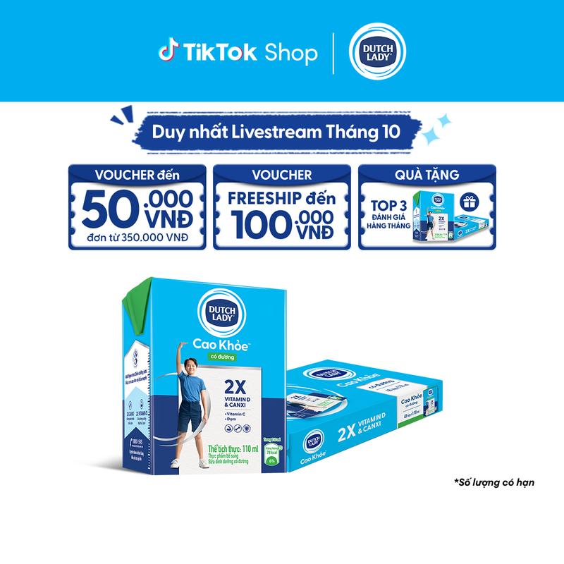 Thùng 48 Hộp Sữa Dutch Lady Cô Gái Hà Lan Cao Khỏe Có Đường 110ml (48x110ml)