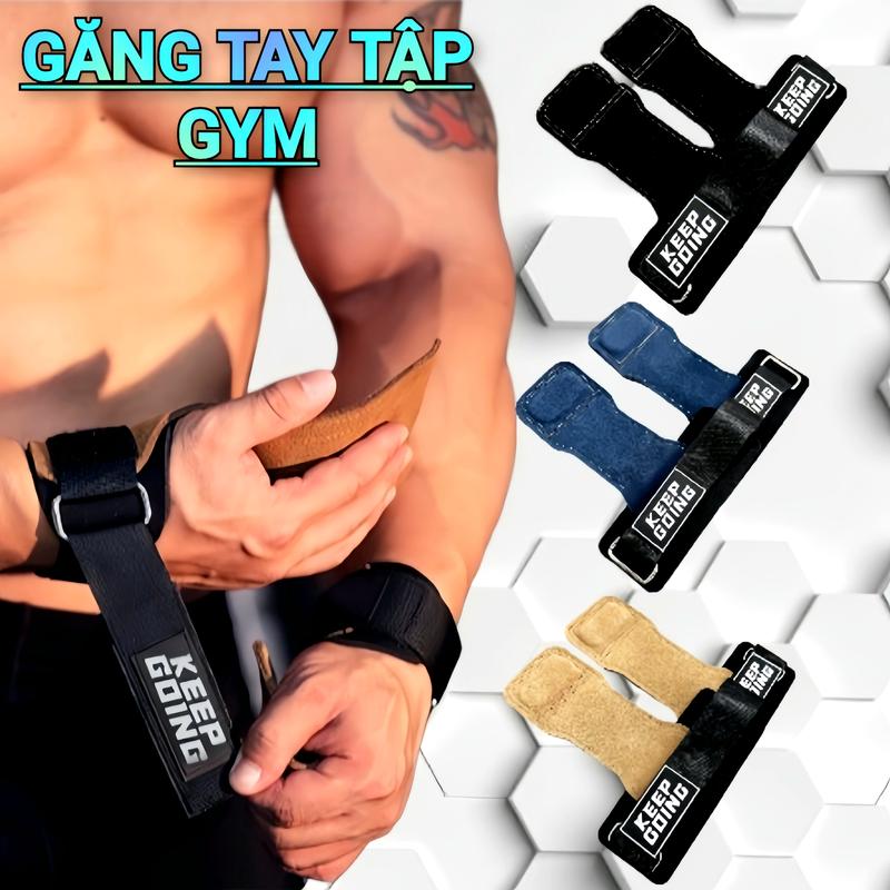 Găng Tay Tập Gym Keep Going Chính Hãng Chất Liệu Da Bò 3 Lớp Dày 4mn Đen - Hỗ Trợ Deadlift, hít xà Đơn, tập tạ, Kéo lưng Chống Trơn Chống Trơn Trượt ,strap gym