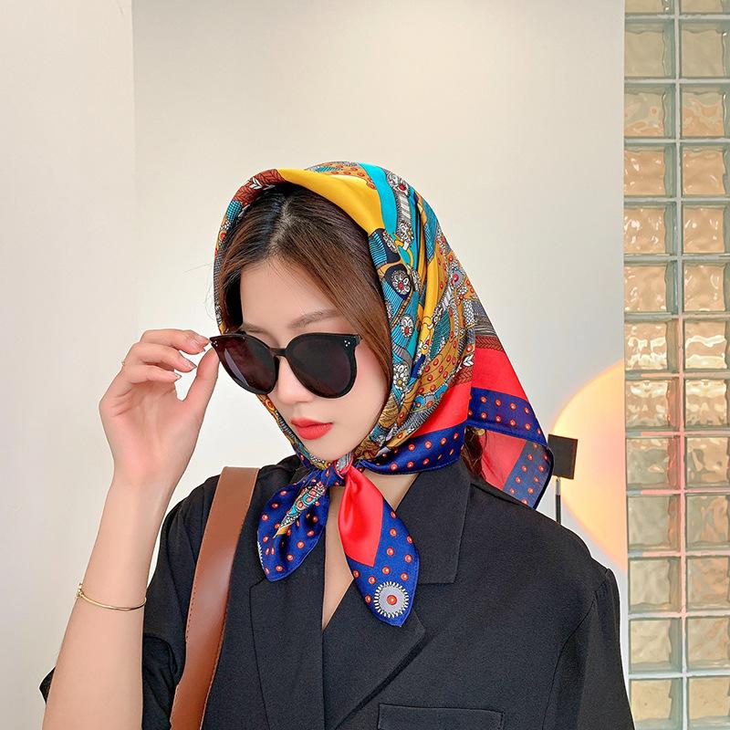 Khăn lụa vuông quàng choàng cổ nữ 70 70x70cm turban bandana trùm đầu đẹp cao cấp làm áo yếm nhiều kiểu dáng