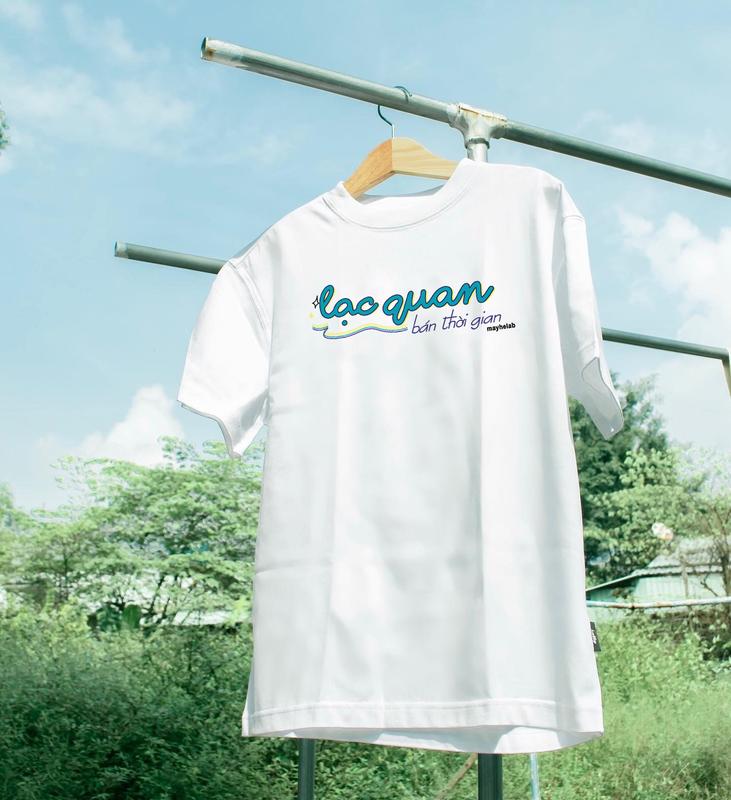 Áo Thun Tay Lỡ Nam Nữ Cotton Unisex , Áo Phông Cổ Tròn Hài Hước Form Rộng Basic Oversize 6S 2024 - Lạc Quan