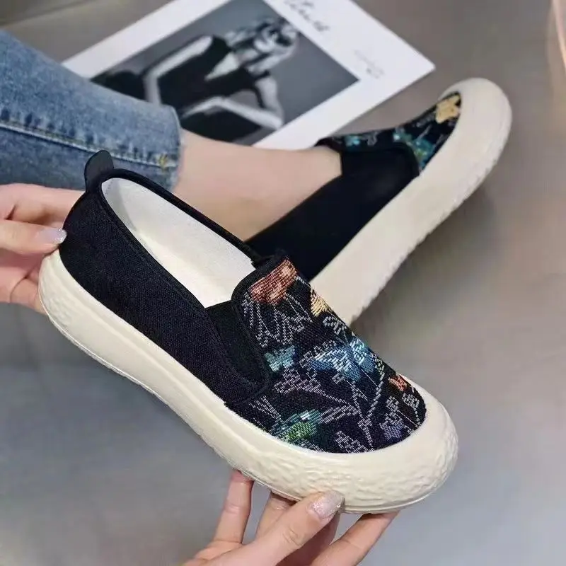 Giày Vải Nữ, Phổ Biến Mới Mùa Lò Xo Và Mùa Thu, Thời Trang, Dễ Phối Đồ, Phong Cách Thường Ngày Giày Lười, Thích Hợp Cho Học Sinh, Giày Một Lớp, 2024 Shoes 3