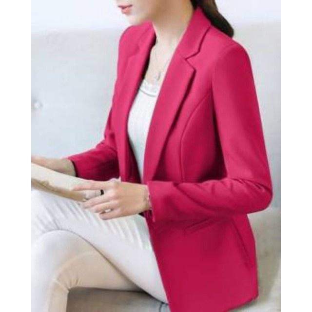 BLAZER WANITA KOREA / BLAZER WANITA PINK FANTA Formal Panjang Semi Tangan Semi Tangan Kerja Cewek Kantor Hitam 1