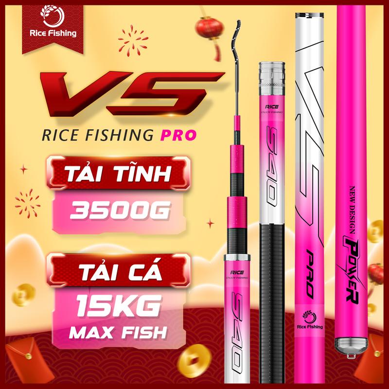 Cần câu đài V5 PRO RICE FISHING carbon 6 lớp 30T&40T cao cấp câu tổng hợp nhẹ tải cá tốt CC-27