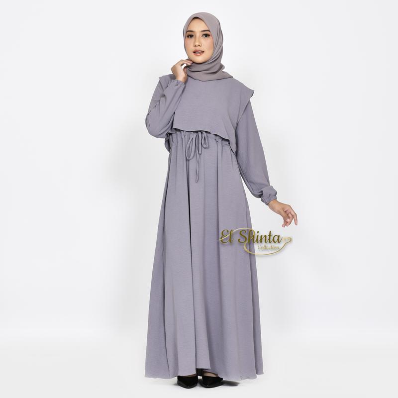 Alesha Dress Maxi Gamis Crinkle Airflow ALL SIZE FIT XL By El Shinta Collection 4