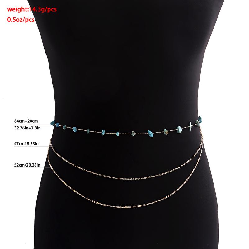 Waist Chain Multi Circle Faux Turquoises Jewelry Bohemian Adjustable for Daily Wear 5