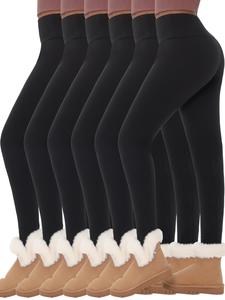 Women's Solid Thermal Fleece Lined High Waist Leggings, Casual Comfy Warm Skinny Pants for Fall & Winter, Women's Bottoms for Daily Wear