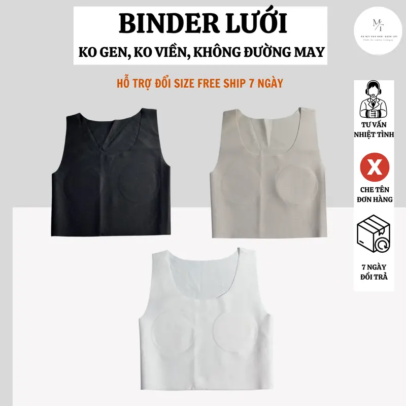 Áo Binder Tomboy Lưới Lụa Mềm [ KHÔNG GEN, KHÔNG VIỀN, KHÔNG ĐƯỜNG MAY, KHÔNG MÓC GÀI  ] KHUYẾN MÃI SẢN PHẨM MỠI BÁN MUA 2 TẶNG 1 QUẦN TAM GIÁC THIẾT KẾ Menswear Shirt 0