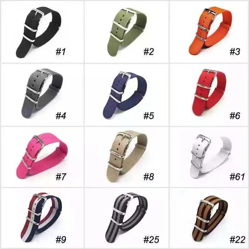 NATO armygreen strap top quality # Universal section #18mm 20mm 22mm 24mm Navy white red diver 3 keepers waterproof nylon strap