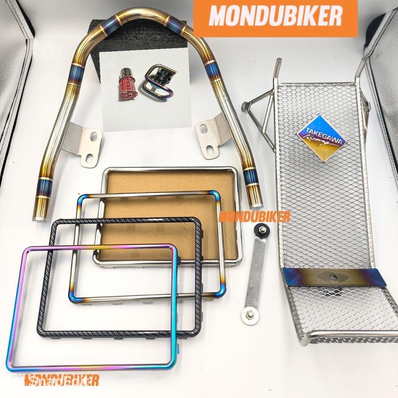 [ Tặng đèn hậu & móc U 7m] Combo baga xiken + tay xách khò+ khung biển khò cho xe máy wave A 110-2017-2025, wave RS 50 100cc, Wave RSX 14, Sirius xăng cơ Phụ Kiện Phụ Tùng Inox Inox