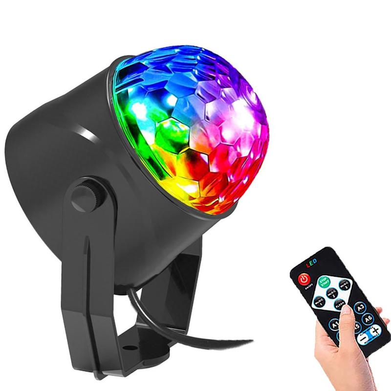 Fooxon Sound Activated DJ Disco Light Rotating Ball Light 5W 8 Modes RGB LED Stage Light Outdoor Holiday Dance Party Birthday DJ Bar Karaoke Christmas Wedding Show Club 1