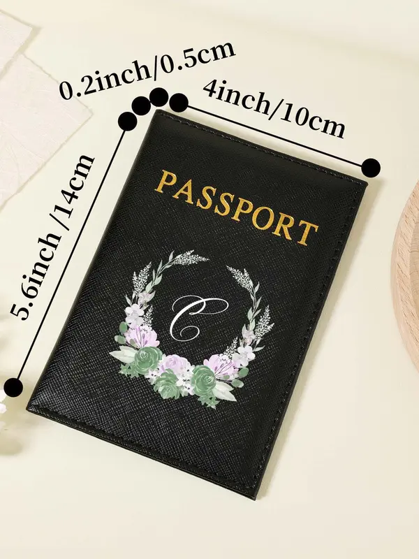 Letter Pattern Passport Case, Multi Card PU Passport Cover, Lightweight and Portable Passport Holder, Suitable for Easy Storage of ID Cards and Documents When Going Out 1