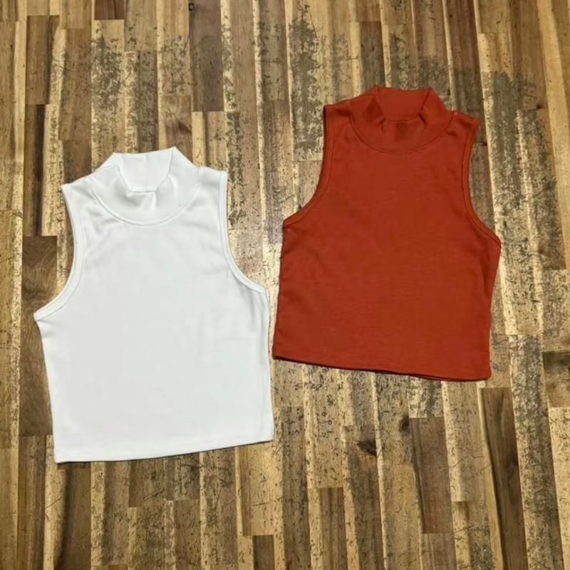 Áo thun CROPTOP sát nách cổ lọ ( GÂN TĂM )
