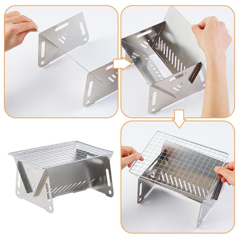 Product Introduction of 1pcs Camping Mini Folding BBQ Grill Charcoal Stove Ventilation Outdoor Oven Portable 45