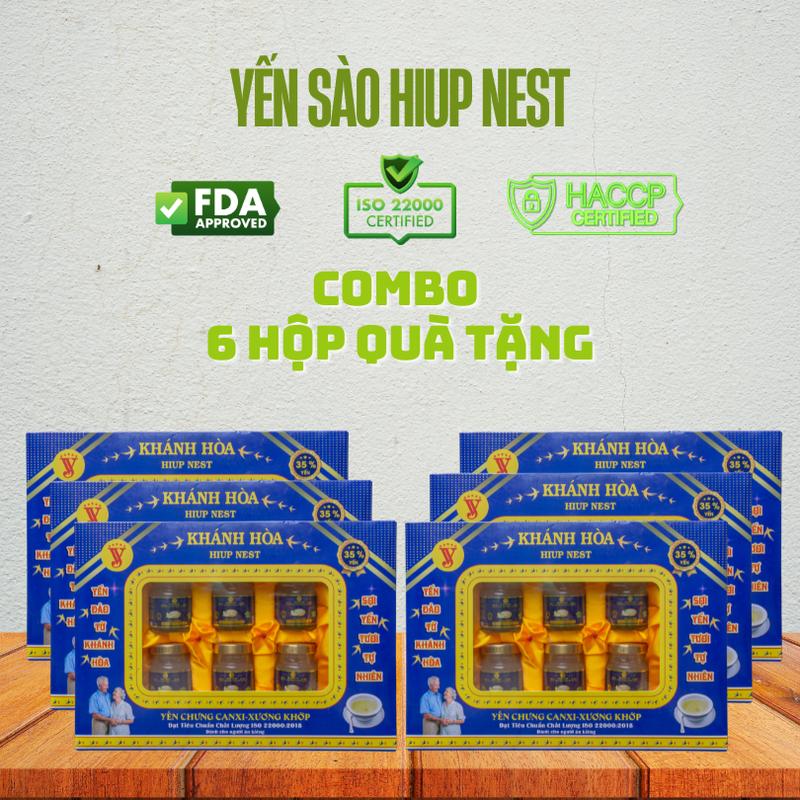 Combo 06 Hộp Yến sào chưng sẵn Hiupnest  với 35% Tổ yến từ Khánh Hòa ( Dạng Hộp quà ) 1