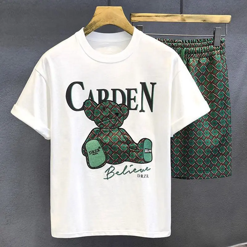 2023 Summer New Round Neck Men's Sports Fashion Trendy Brand Ins Style Youth Casual Short Sleeve T-Shirt Half Sleeve Shirt Fasciitis