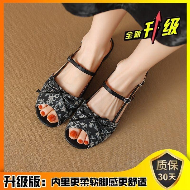 Product Introduction of Dép Phong Cách Trung Quốc, Gót Chunky, Phong Cách Quốc Gia, Hàng Mới Về 2024, Thích Hợp Cho Mùa Hè, Với Váy, Gót Giữa, Giày Cao gót, Khóa Dây Đeo Mắt Cá Chân 14