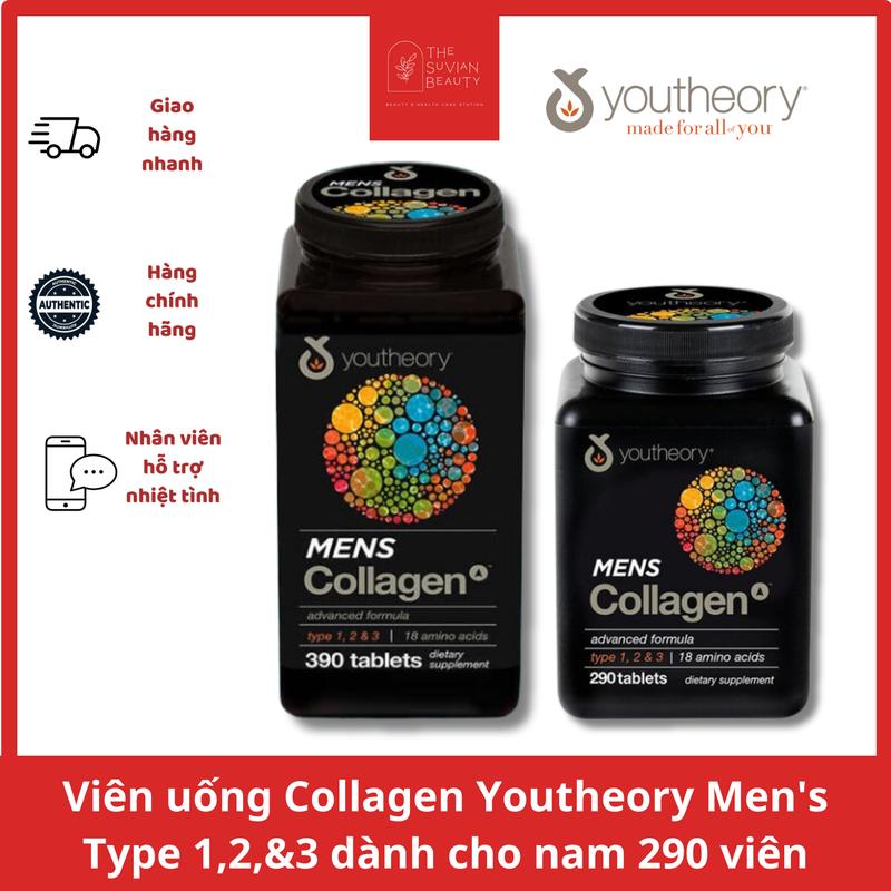 Viên uống Collagen Youtheory Men's Type 1,2,&3 dành cho nam 290/390 viên
