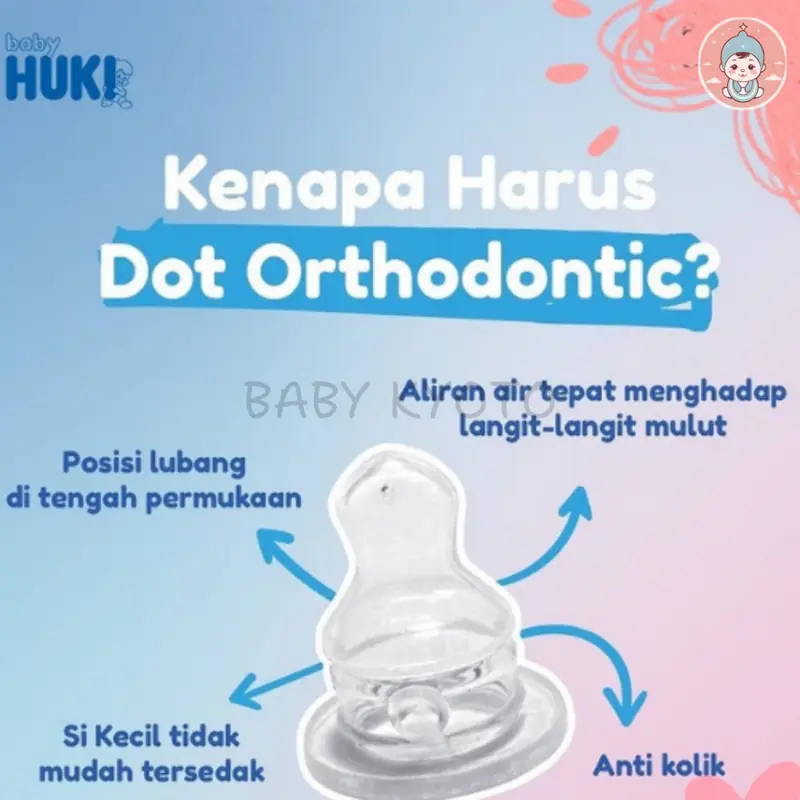 BK Huki Dot Bayi Orthodontic Nipple Gepeng Ortho Silicone Karet Anti Kolik Toples isi 18 BPA Free 3