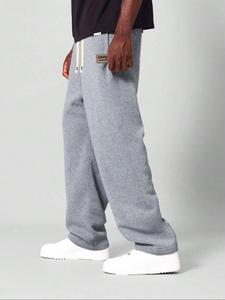 Men's Letter Patched Drawstring Waist Sweatpants, Casual Style Comfy Loose Pants for Summer, Fashion Men's Bottoms for Daily Wear