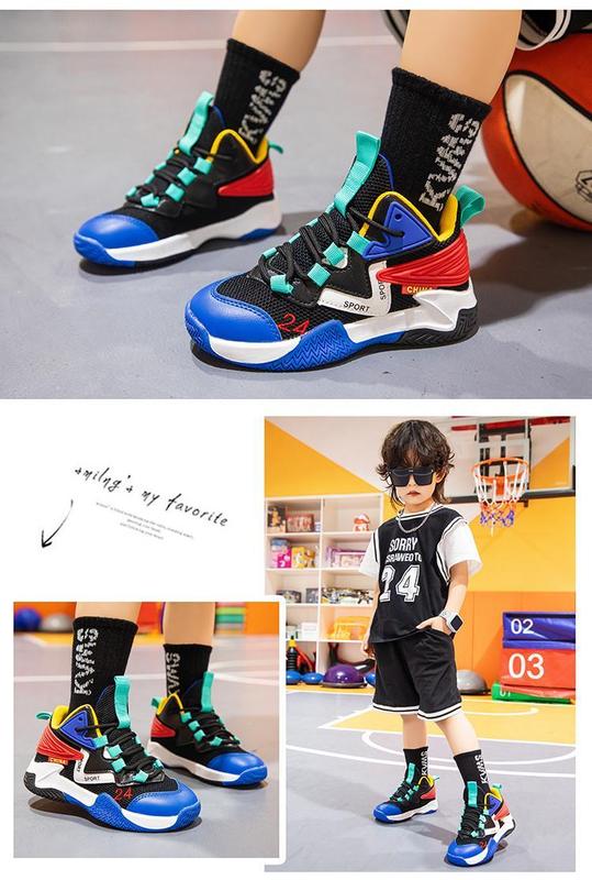 Product Introduction of Korean basketball shoes for kids  Anti slip and wear-resistant rubber shoes for kids shoes sneakers size 28-39(+1 size) 43