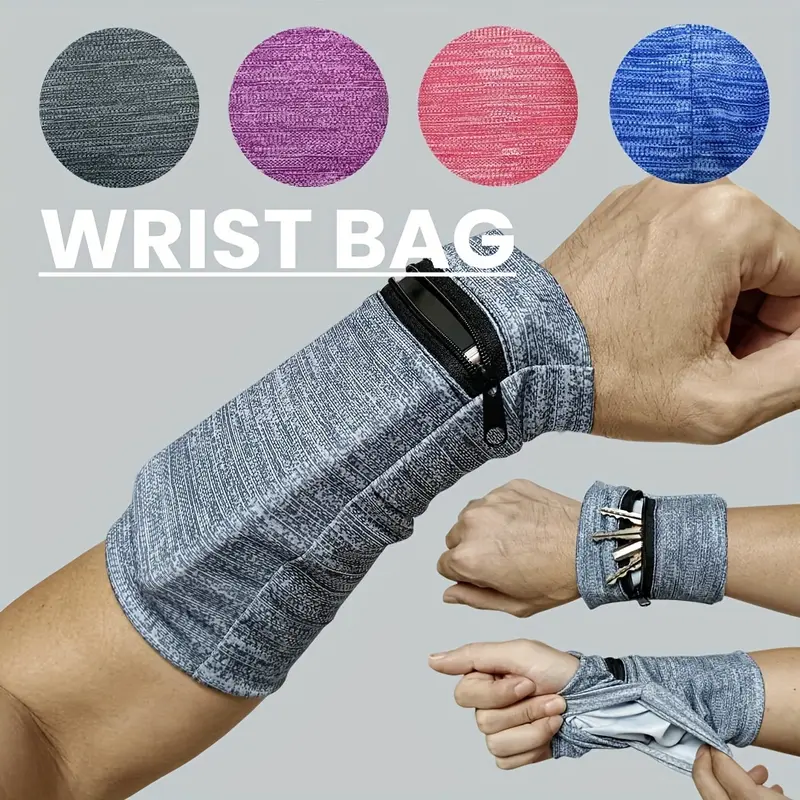 Unisex Running Hand Wrist Guard Storage Bag, Zipper Sweat Band Wrist Support Wristband Sweatband Wrist Wallet, Suitable For Gym Fitness Workout Running Jogging 0